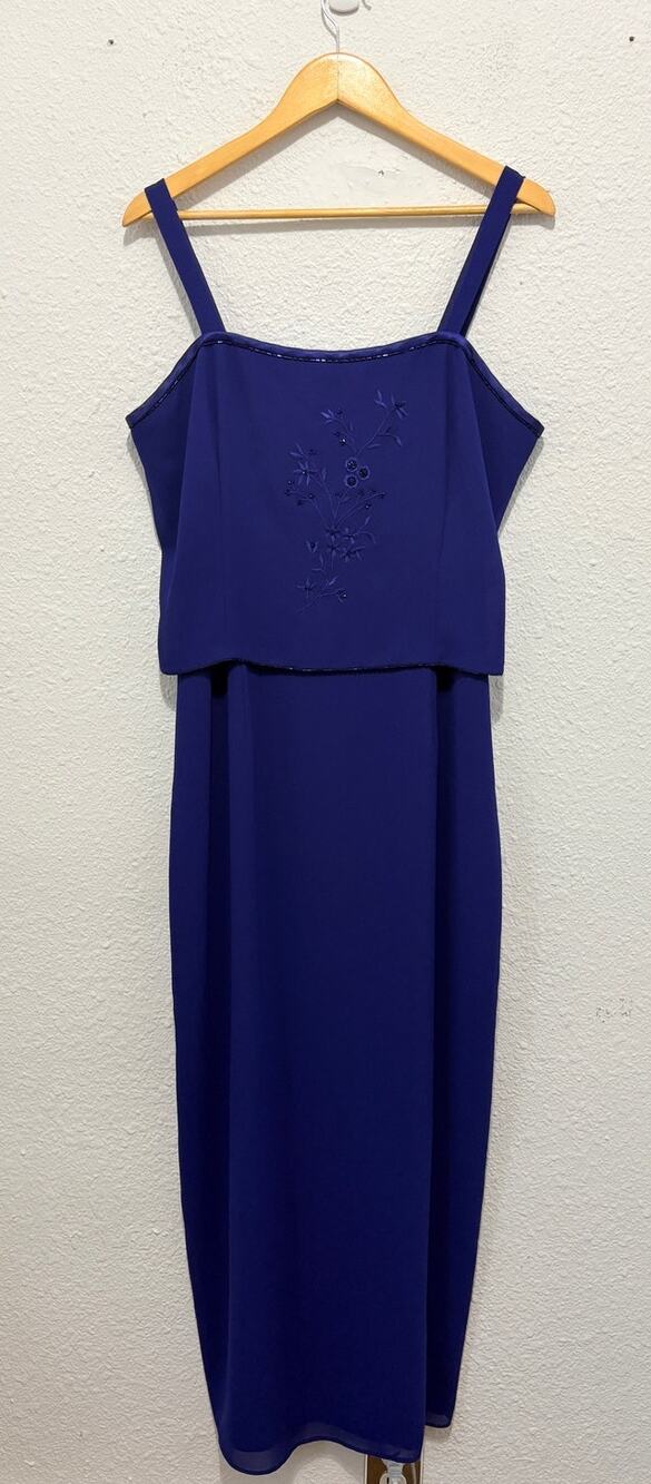 vintage 90s after dark beaded midi dress floral embroidered fairy cottage glam